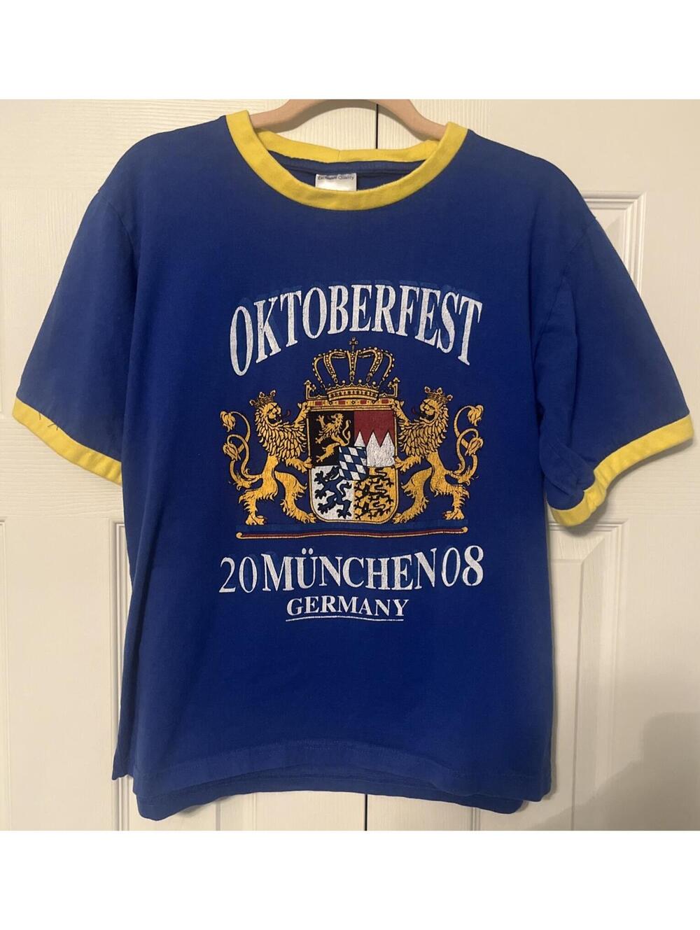 Vintage Oktoberfest Munchen Blue Size Large Shirt 2008 Germany - Clean!